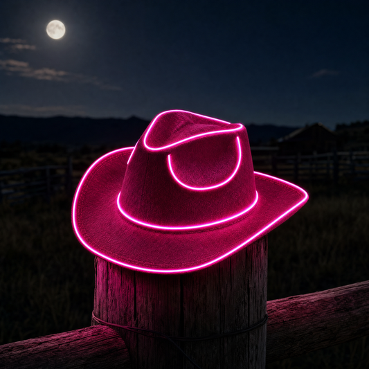 Moonmare LED cowboy hat glowing pink