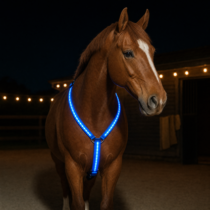 LED chest strap glowing blue